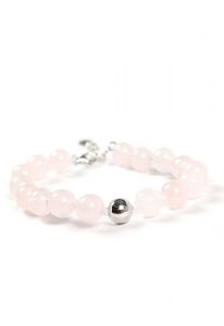 Rosenquarz Armband mit Aschekugel aus Silber