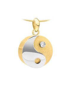 Gelbgoldene Aschen-Anhänger 'Piekvier' mit Zirkonia Steinen