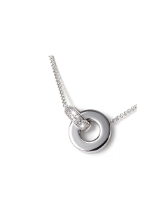 Anhänger für Asche asu 925 Silber „Zwei Ringe“ mit Zirkonia Steine
