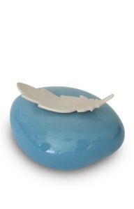 Handgefertigte Baby-Urne 'Fähre' blau