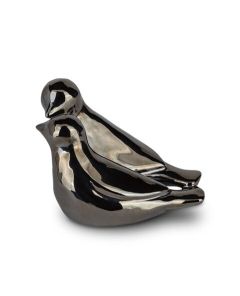 Kleinurne aus Keramik „Birds of Love“ in Silberoptik