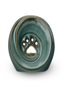 Tierurne aus Keramik mit Pfote Oily Green | SONDERANGEBOT