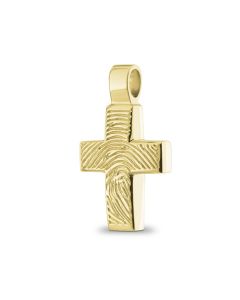 Schmuckstück Fingerabdruck 'Kreuz' aus Gold 1.8 cm