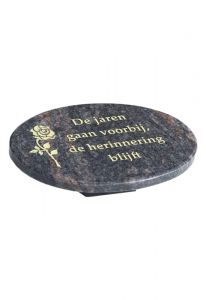 Granitgedenkstein 'Oval mit Rose' in verschiedenen Farben