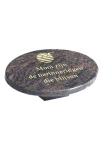 Granitgedenkstein 'Oval mit Sonne und Vogel' in verschiedenen Farben