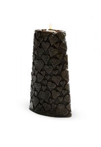 Kleinurne aus Bronze 'Herzen' mit Kerzenhalter