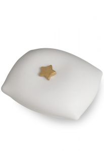 Weiße Kissen Urne mit goldenem Stern