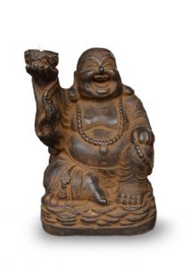 Lächelnder Buddha Bronze mit Kerze