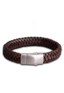 Geflochten Aschehalter Lederarmband 'Embrace' dunkelbraun