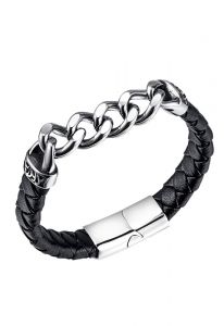 Geflochten Aschehalter Lederarmband schwarz