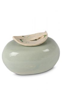 Keramikkleinurne 'Lilie' grau grün