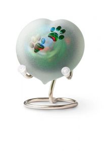 Pebble Kleinurne 'Herz und Pfoten' aus Kristallglas grün - SONDERANGEBOT