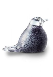 Kleinurne aus Kristallglas 'Vogel' black-white melange