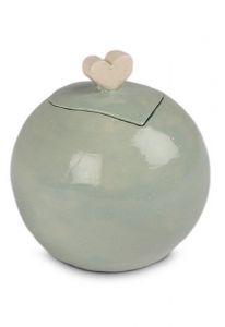 Keramikkleinurne grau grün mit Herzchen 'Love'