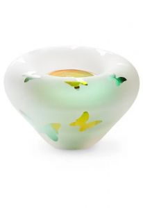 Teelichthalter Kleinurne aus Kristallglas 'Schmetterlinge' in versch. Farben