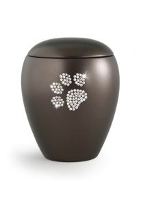 Keramiktierurne mit Swarovski-Pfote (in versch. Farben und Größen)