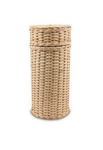 Handgefertigte Urne aus Rattan- schwarz/weiß