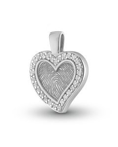 925er-Silber Asche Schmuckstück 'Fingerabdruck Herz mit Steinchen'