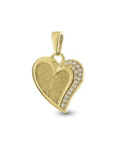 Schmuckstück Fingerabdruck 'Herz' mit Diamanten aus Gold