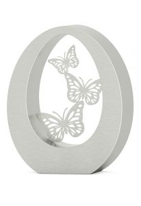 Edelstahl Urne 'Oval butterflies'