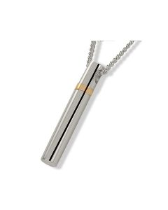 Asche Anhänger aus 925er-Silber „Stab“ mit goldenem Ring